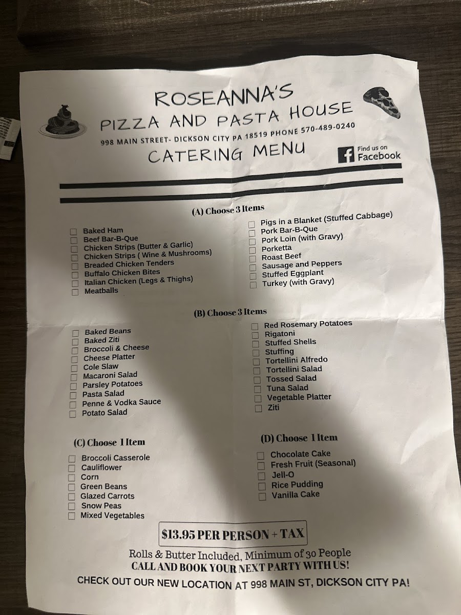 Roseanna's Pizza Menu - Image 2