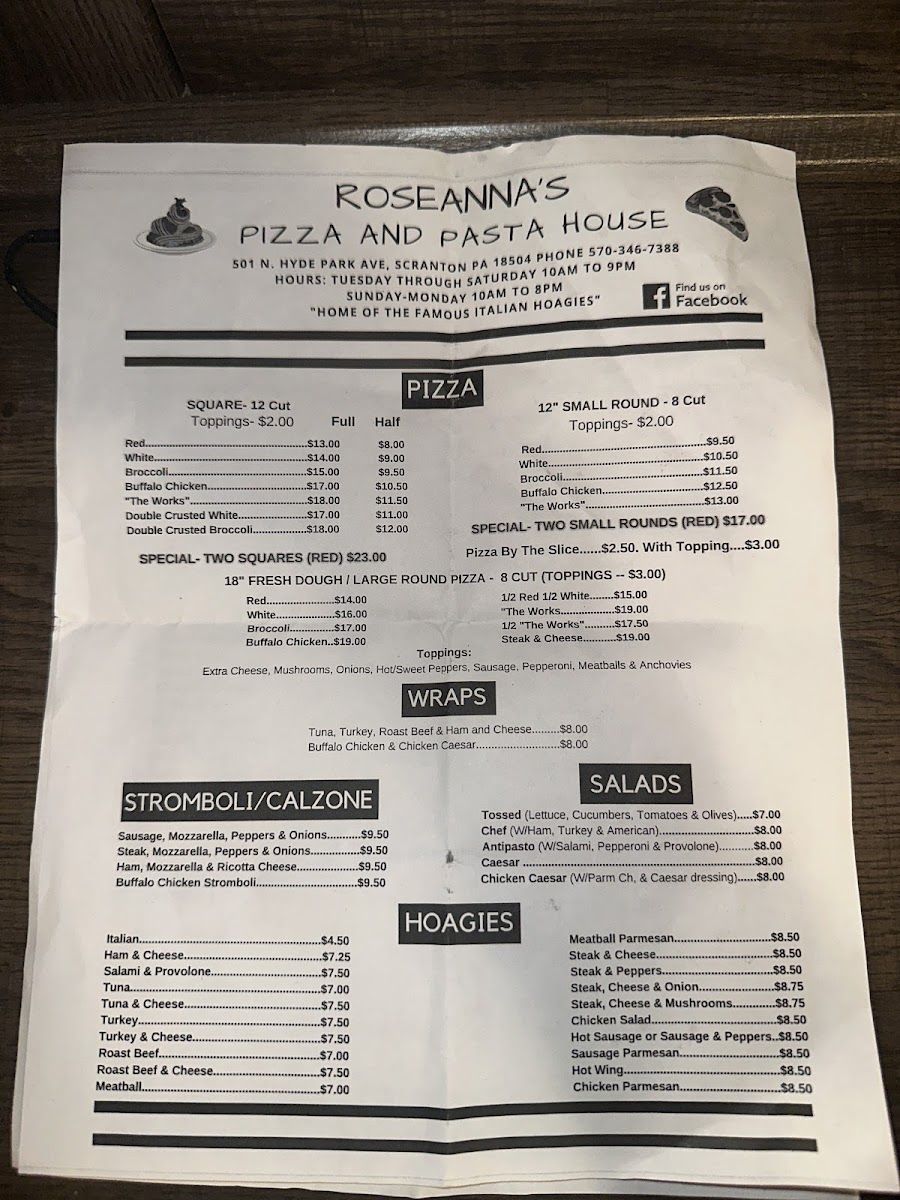 Roseanna's Pizza Menu - Image 3